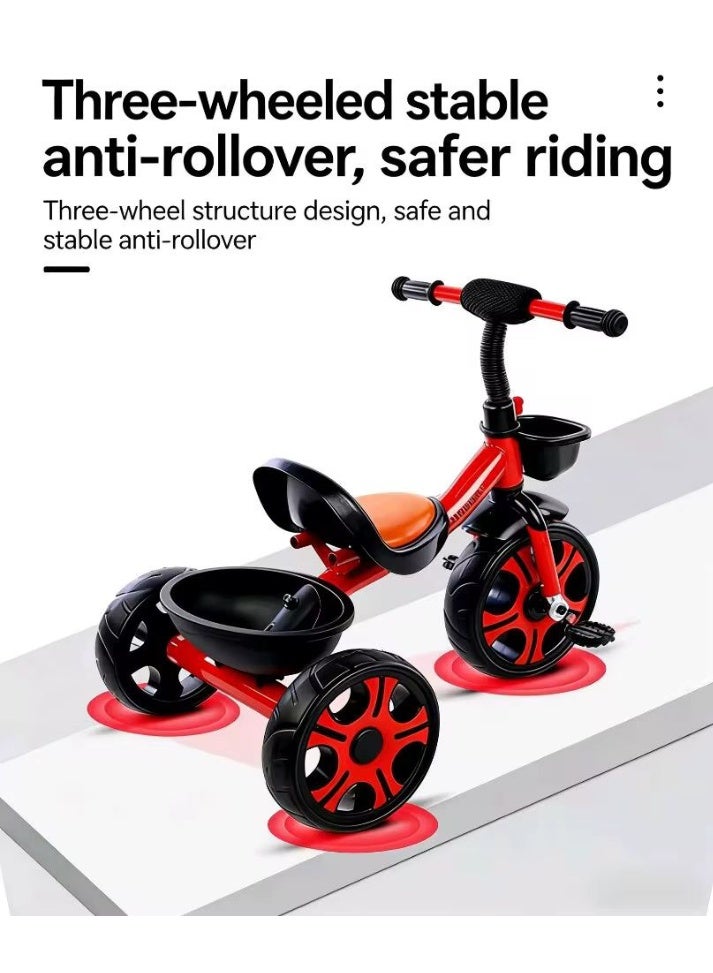 دراجة ثلاثية العجلات للأطفال بعمر 2-6 سنوات، دراجة أطفال 5 في 1، قابلة للطي، ارتفاع مقبض/مقعد قابل للتعديل، دراجة للأطفال - Image 4